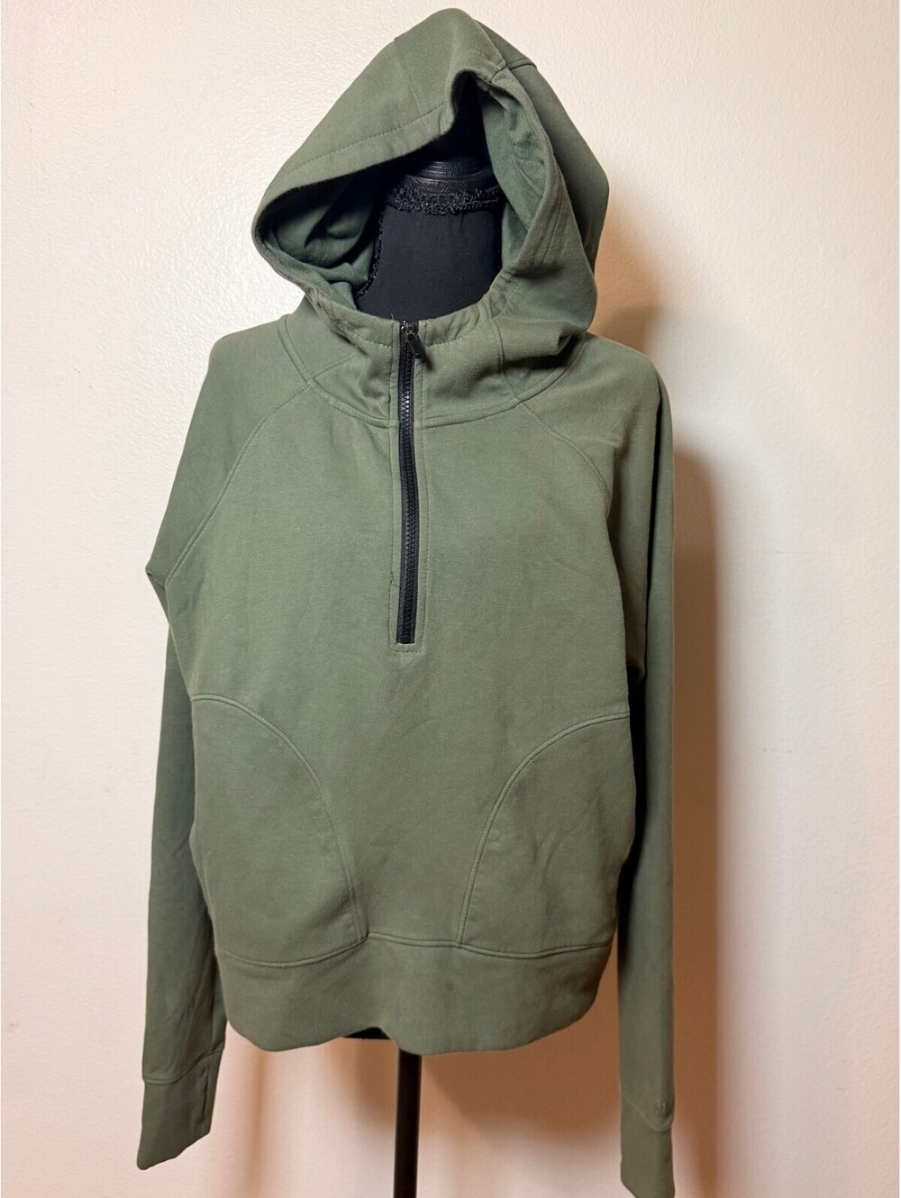 DSG Olive Green Hooded Half-Zip Pullover L Fall